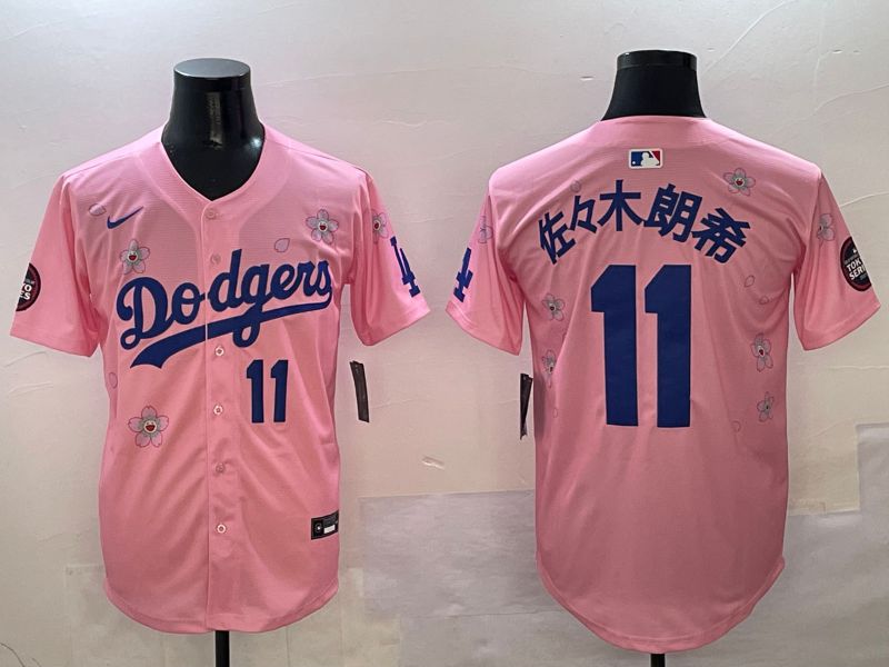 Men Los Angeles Dodgers 11 R.Sasaki Pink Sakura Edition 2025 Nike MLB Jersey style 5